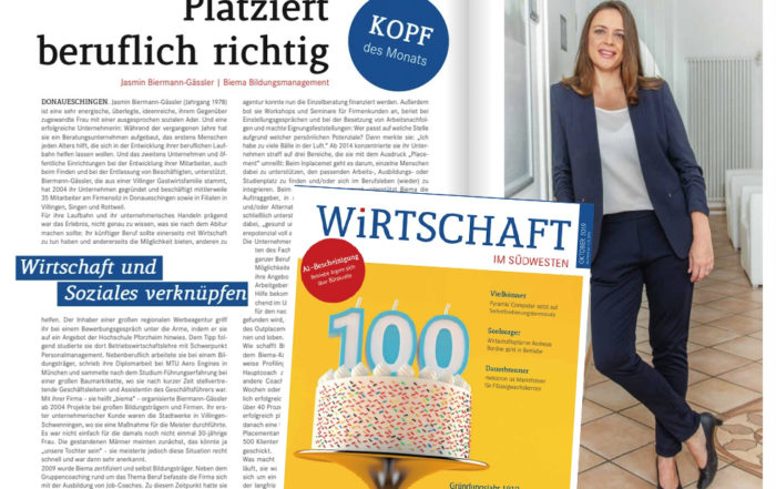 Kopf des Monats - Jasmin Biermann-Gässler